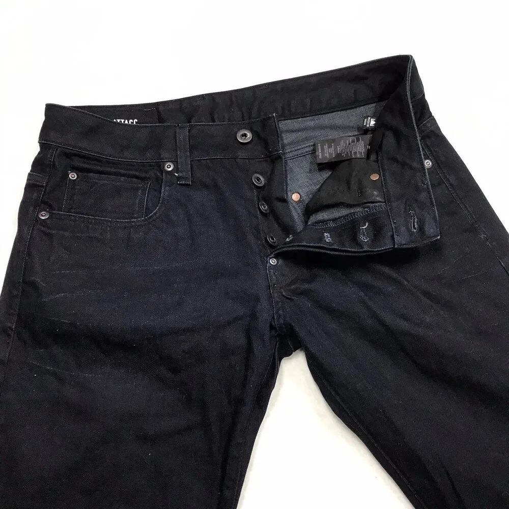 G STAR RAW Attacc Jeans Men 32x30 Slim Straight Dark Indigo Wash Button Fly